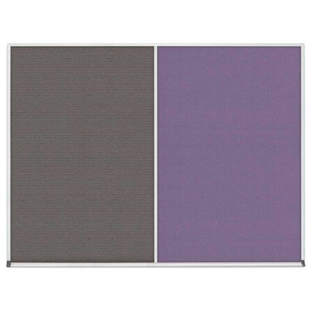 United Visual Products Triple Door Radius Corkboard, 72"x36", Sat, UV7005RC-SATIN-AMETHY UV7005RC-SATIN-AMETHY